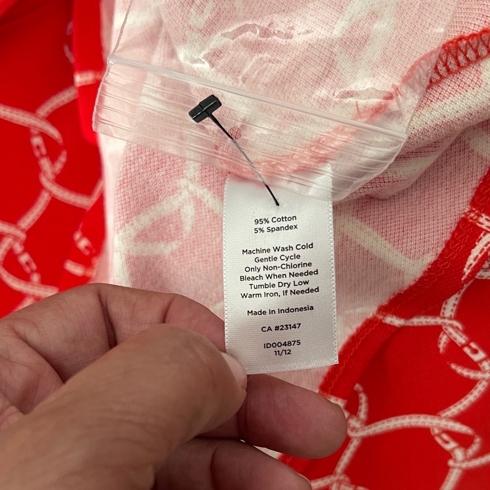 Talbots orange Blouse with White Geometric Design - Picture 11 of 13
